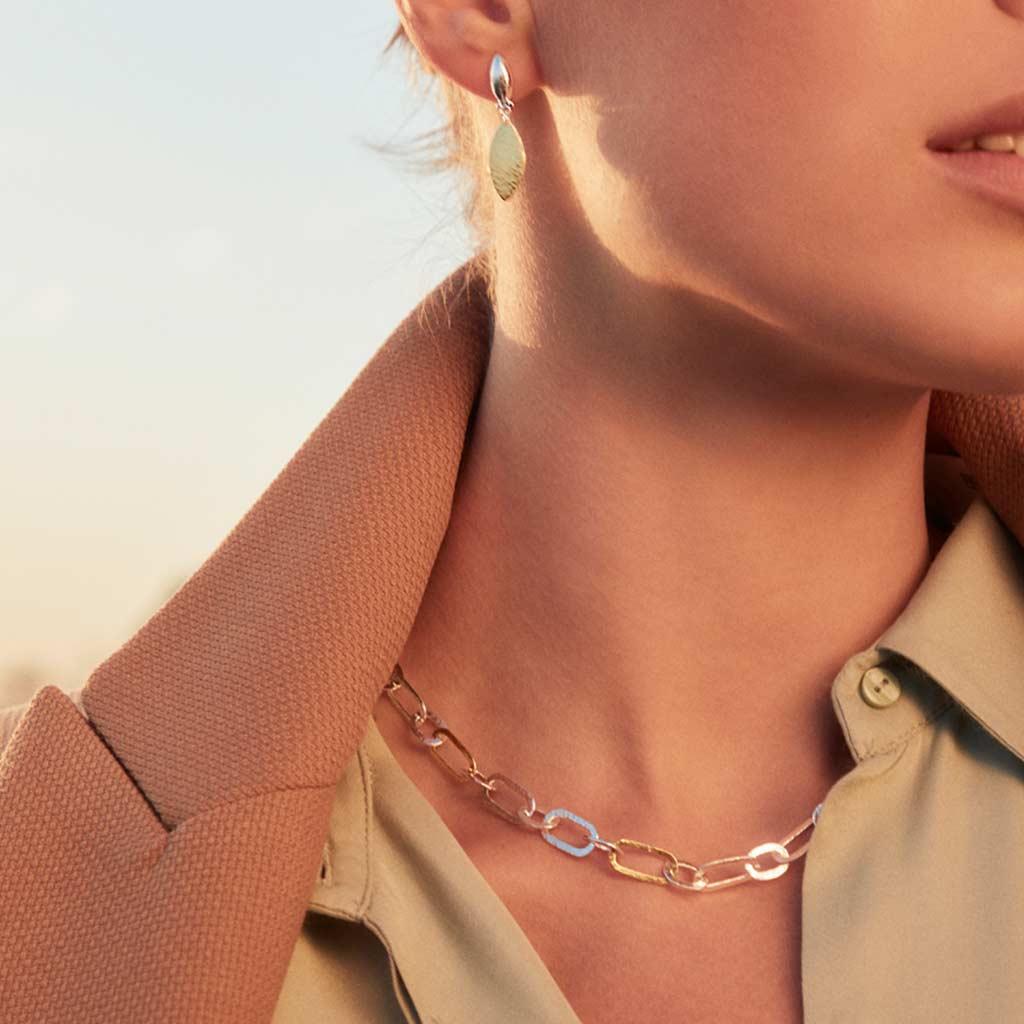 Gurhan Sterling silver and gold flake dangle earring at Victoria Jones Jewelry