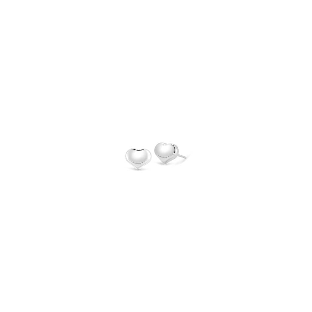 White Puff Heart Studs