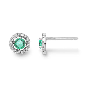 Emerald Birthstone Halo Stud