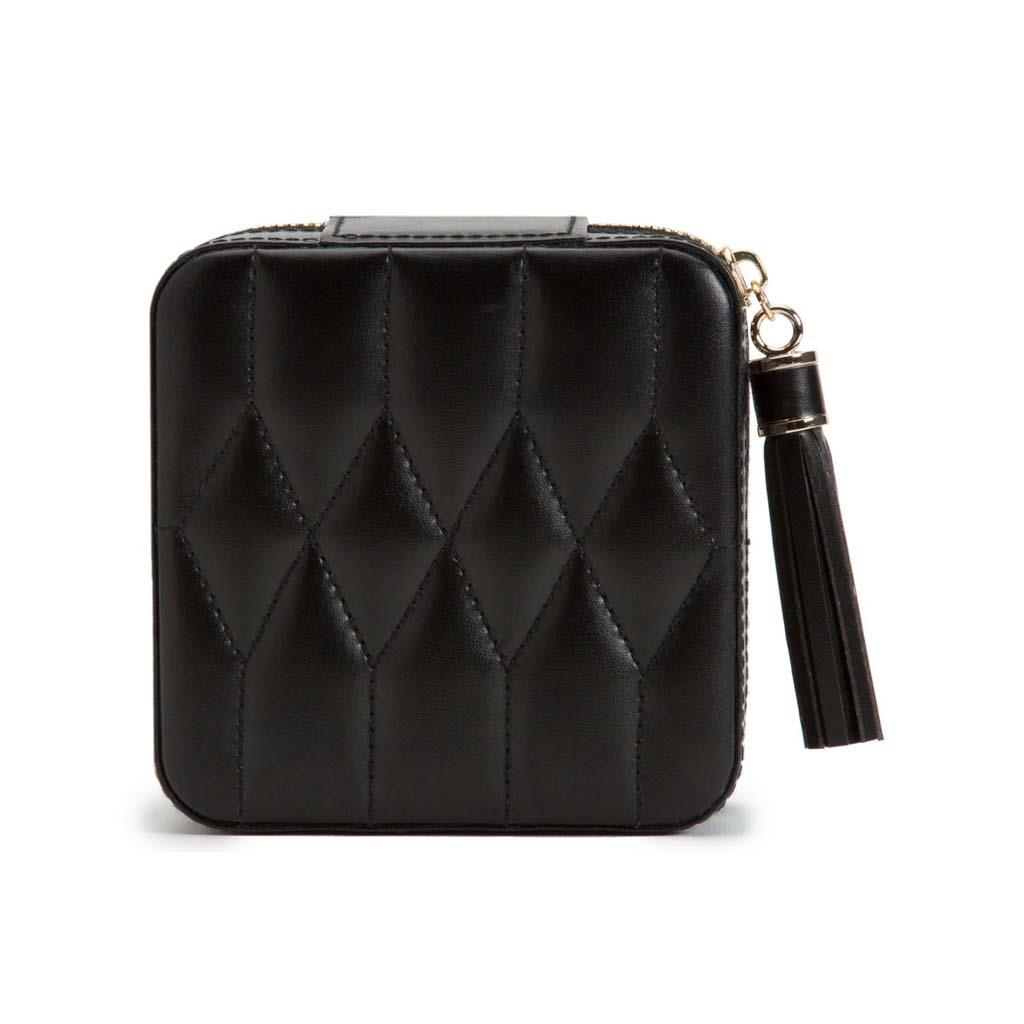 Wolf caroline travel jewelry case in black leather