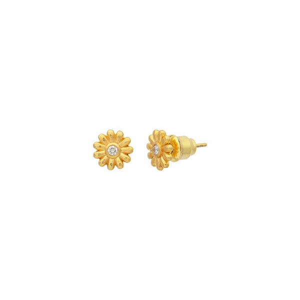 Gurhan 22k yellow gold daisy diamond stud earrings