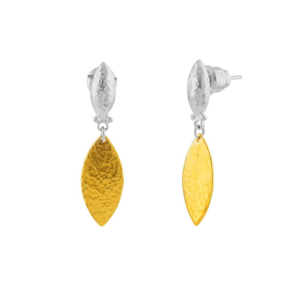 Gurhan Sterling silver and gold flake dangle earring at Victoria Jones Jewelry