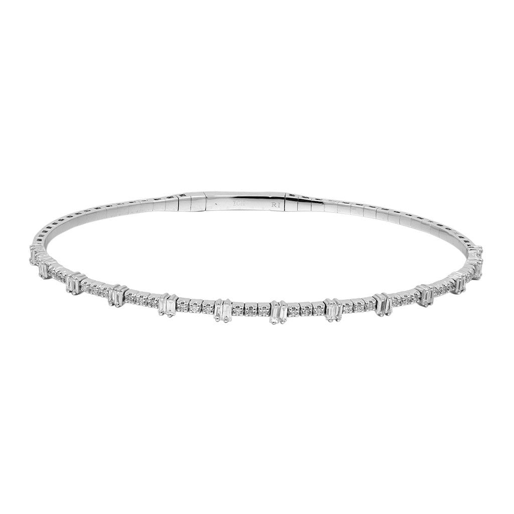Diamond Baguette Bangle bracelet in white gold at Victoria Jones Jewelry