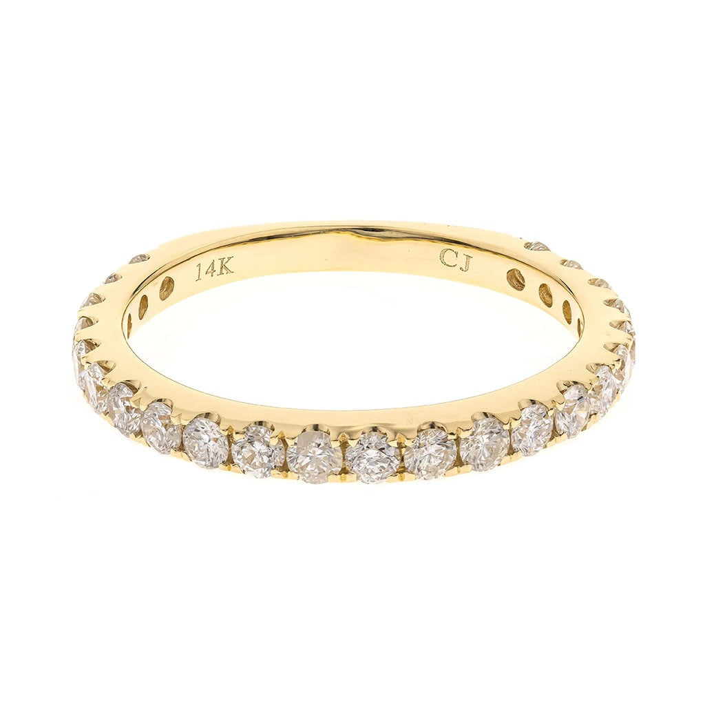 round diamond wedding band in 14k yellow gold