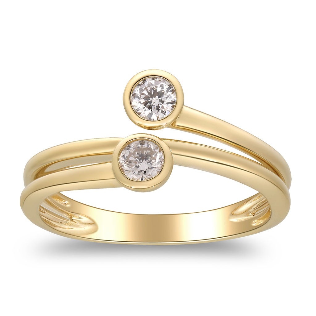 bezel diamond wrap ring yellow gold at Victoria Jones Jewelry