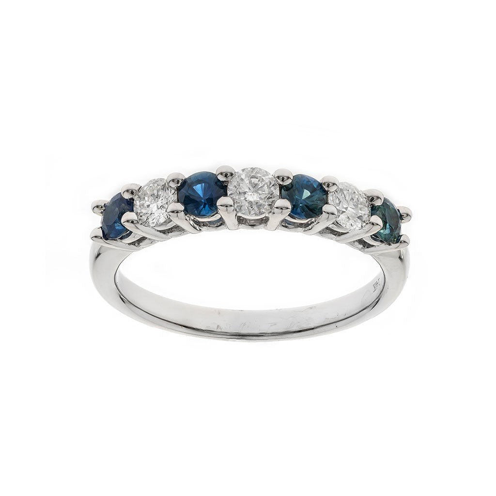 Blue Sapphire and diamond band at Victoria Jones Jewelry