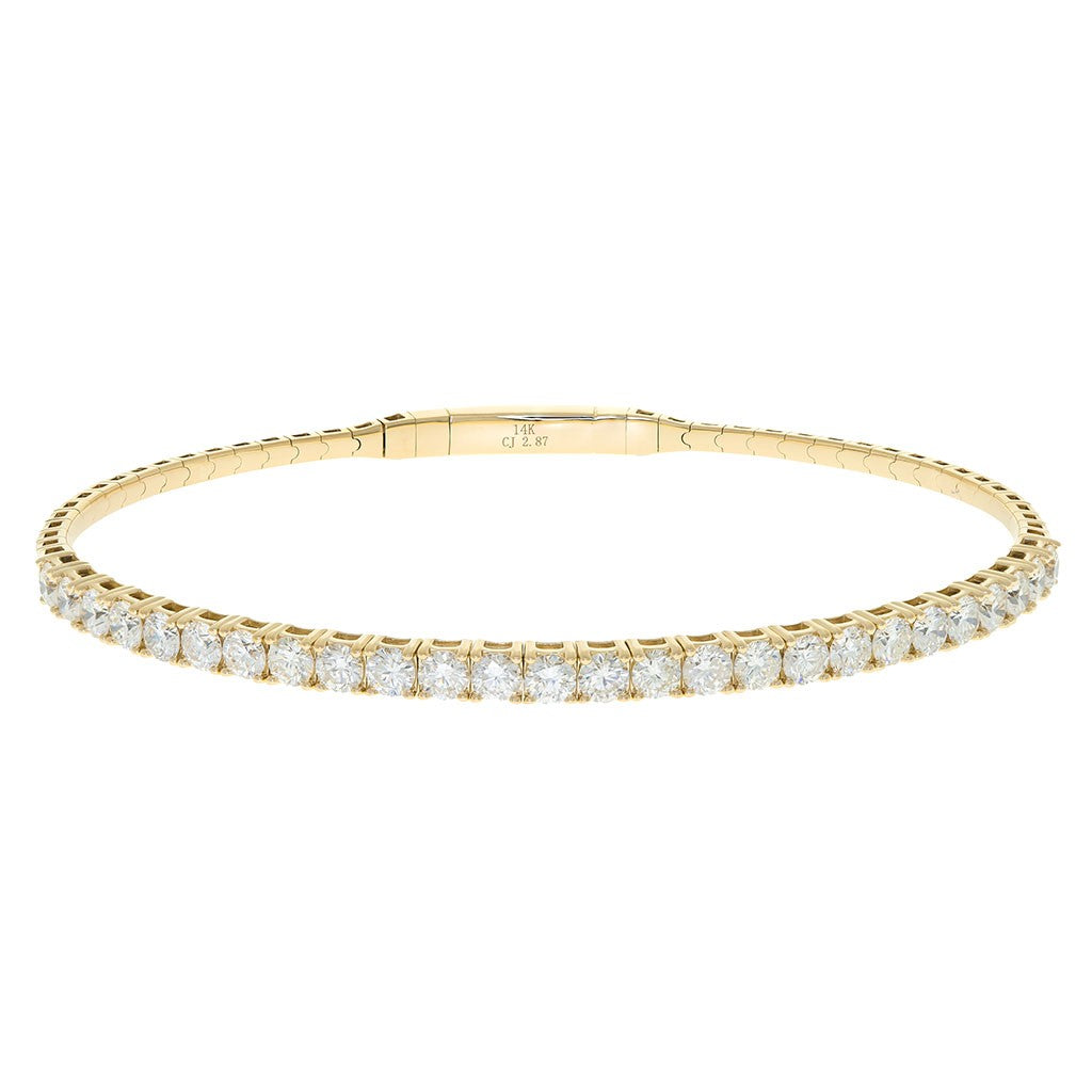 14k yellow gold diamond flexible bangle bracelet in Amarillo