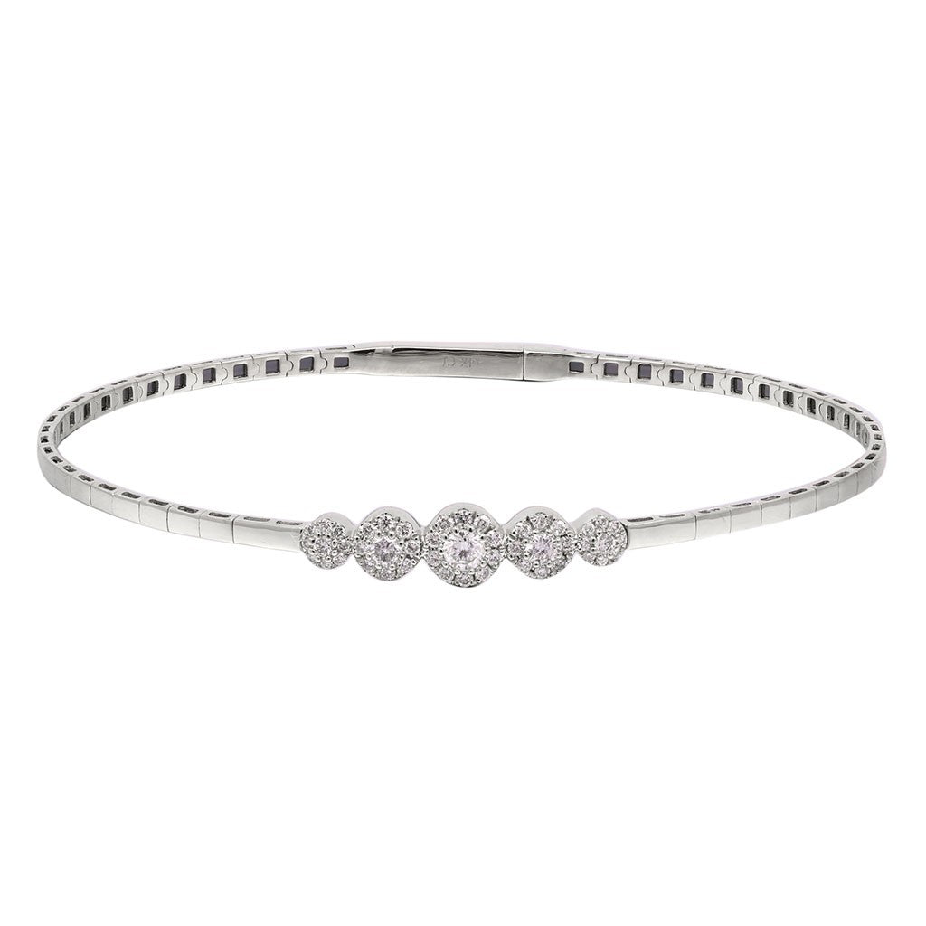 Diamond Halo Station bracelet in white gold at Victoria Jones Jewelry