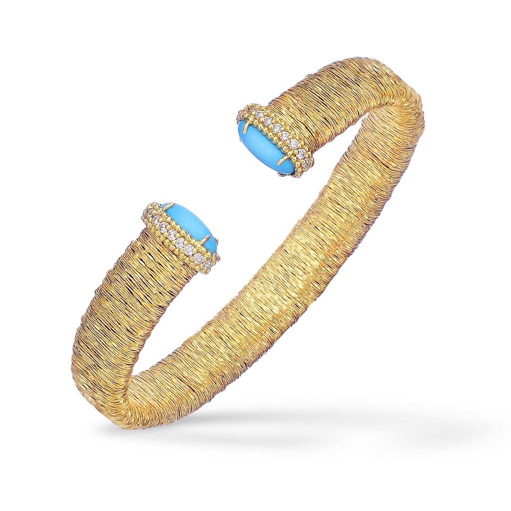 Piero Milano Turquoise diamond cuff flexible bracelet