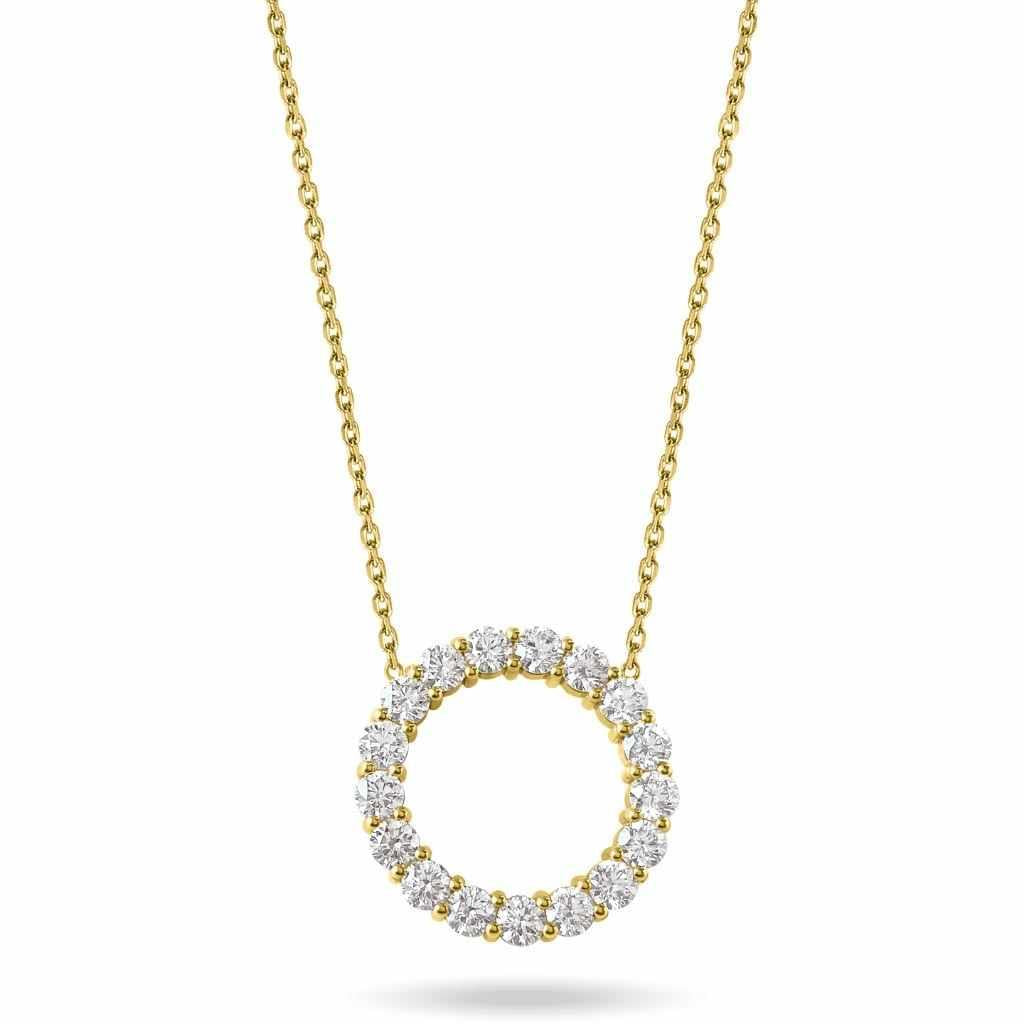 yellow gold diamond circle pendant