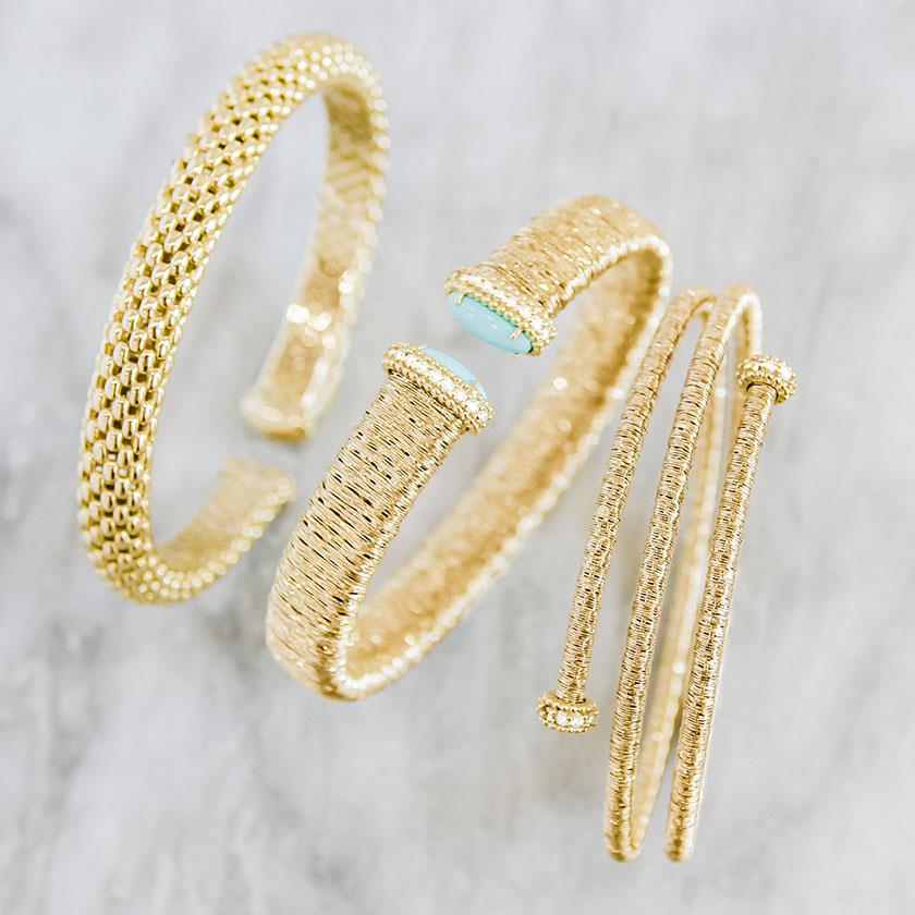 Piero Milano turquoise and diamond cuff bracelet in yellow gold
