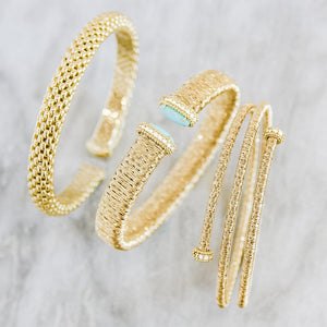 Woven Turquoise & Gold Cuff