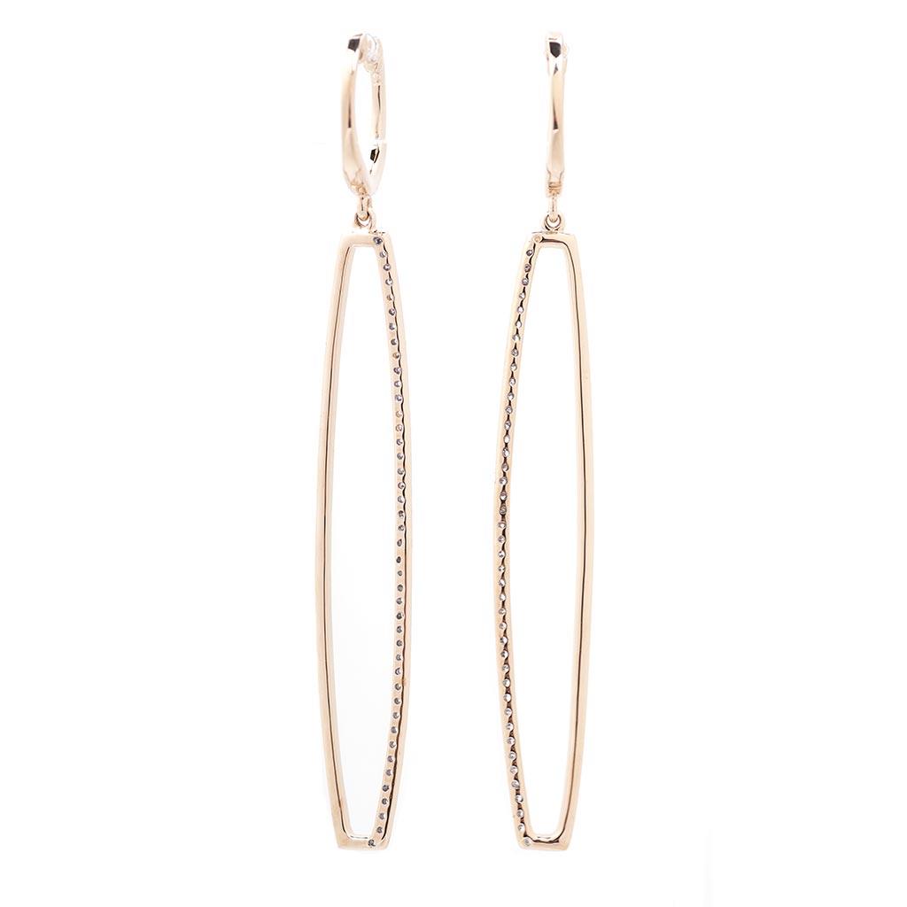 Rectangle diamond drop earrings in yellow gold