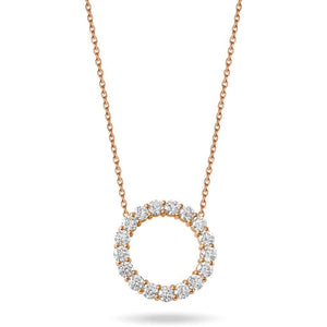 rose gold diamond circle pendant