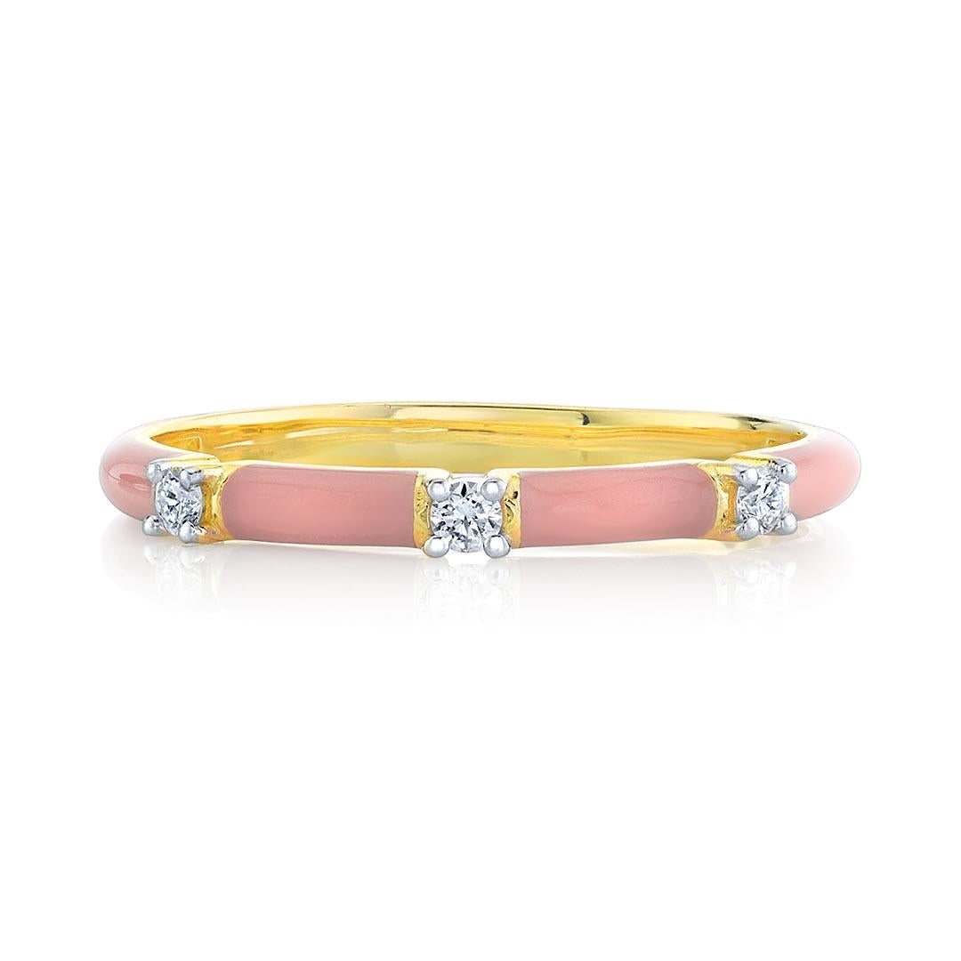 Sloane Street pink enamel diamond and yellow gold band