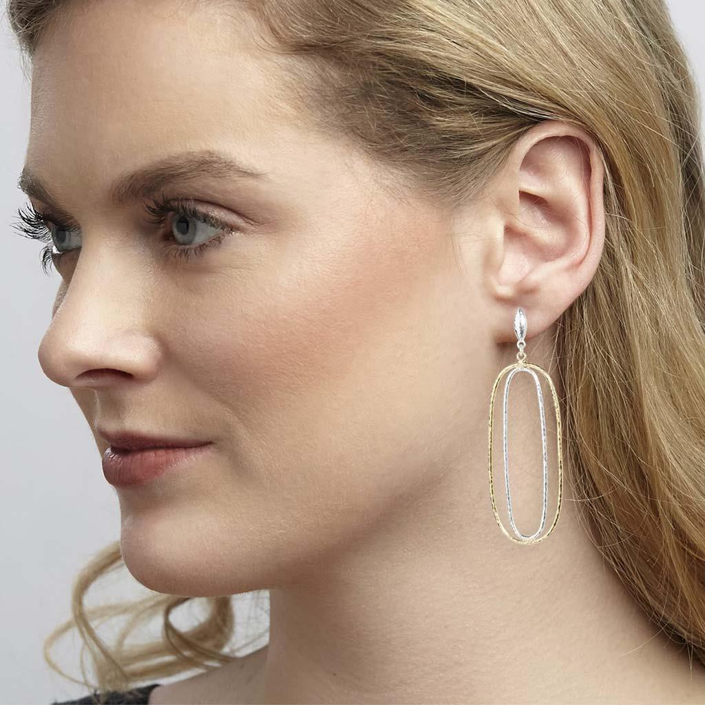 Gurhan Geo double oval drop earrings