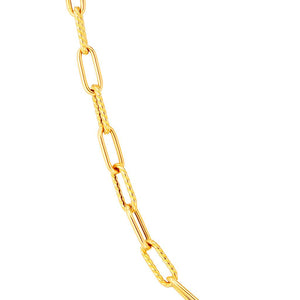 yellow gold alternating twisted paperclip chain necklace