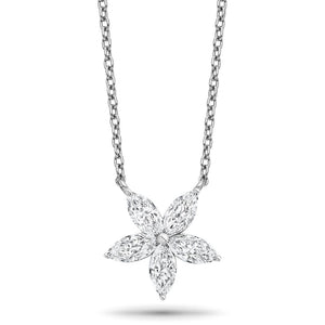 18k White Gold marqise flower pendant