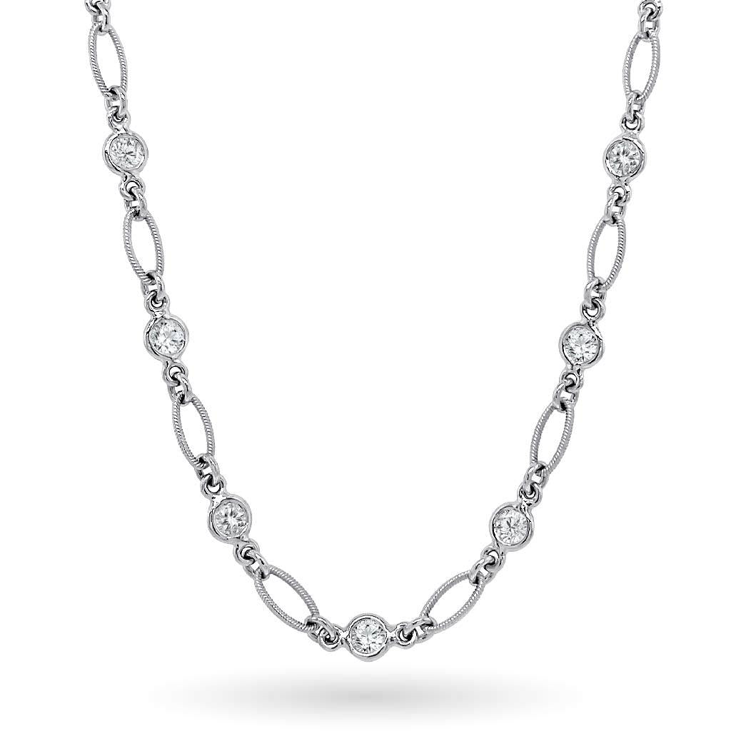 18k white gold DBY diamond by the yard link necklace