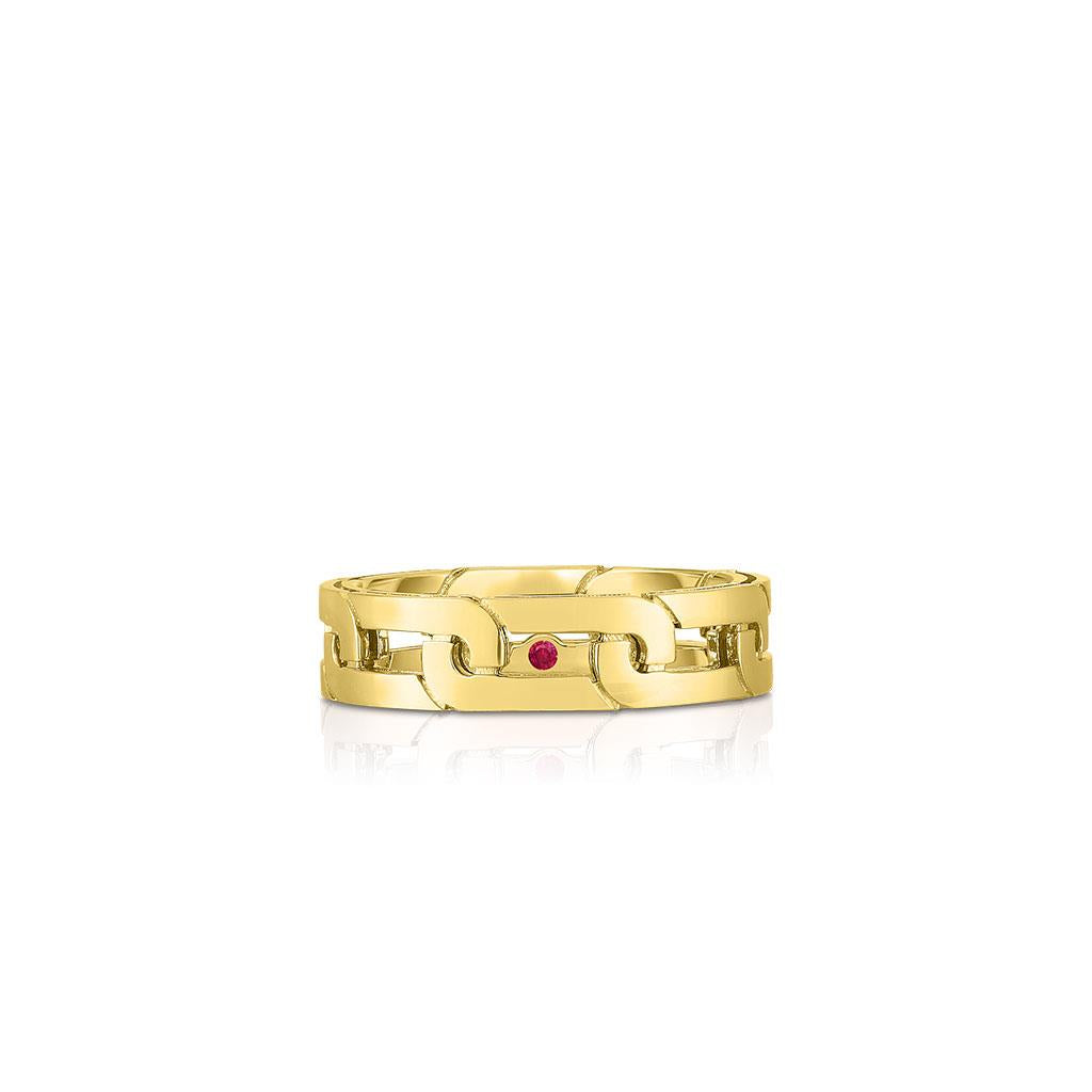 18k yellow gold link ring roberto coin