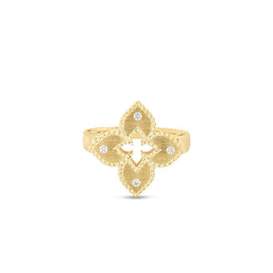 yellow gold flower diamond ring