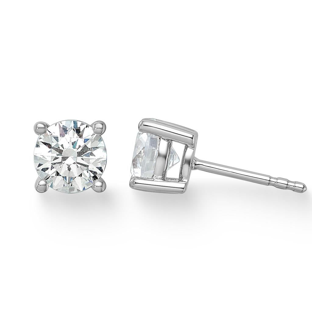 4 prong diamond stud earrings white gold