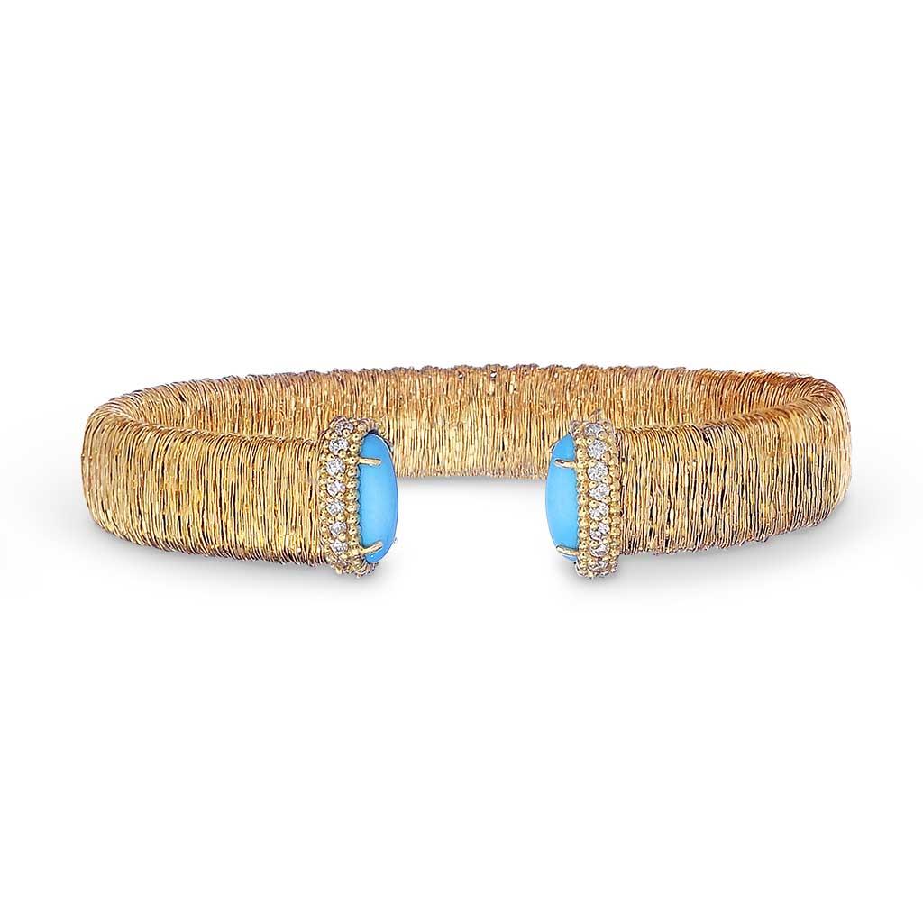 Piero Milano turquoise and diamond cuff bracelet in yellow gold