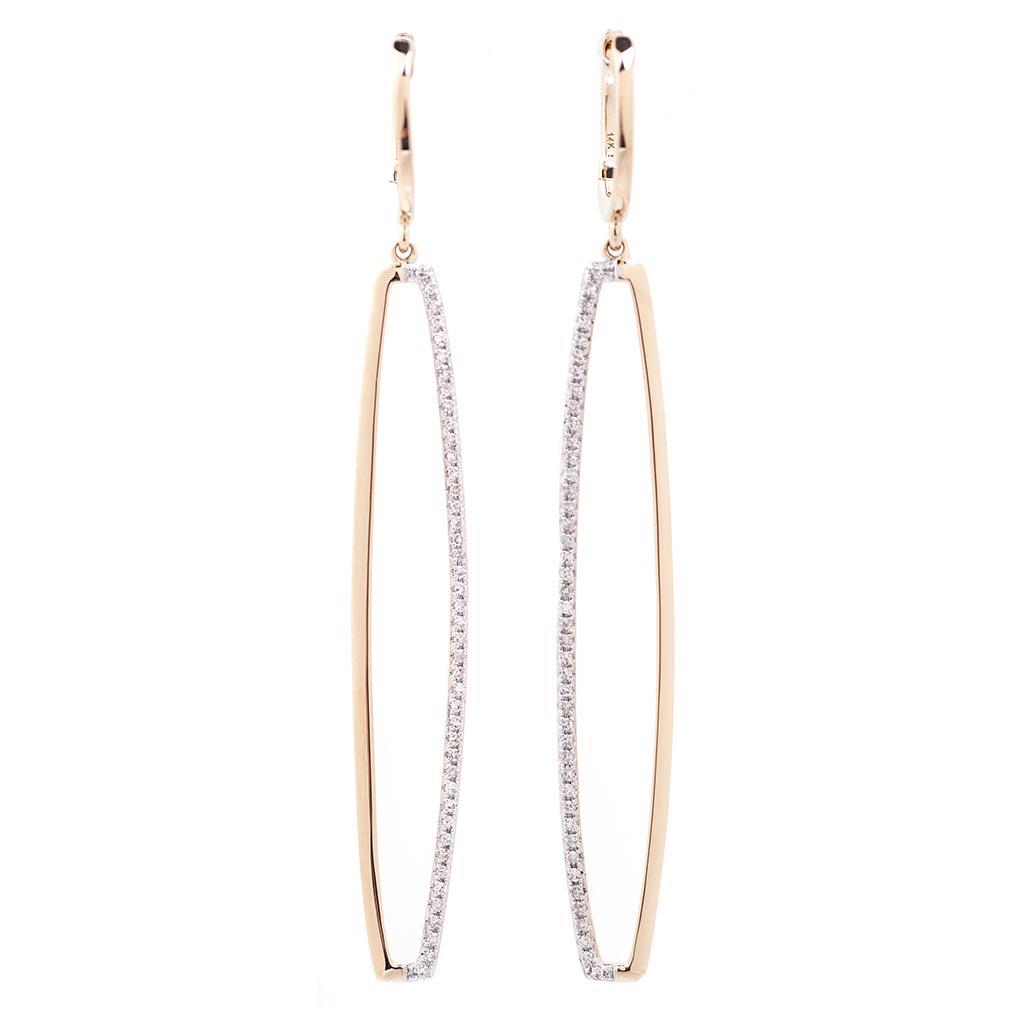 Rectangle diamond drop earrings in yellow gold