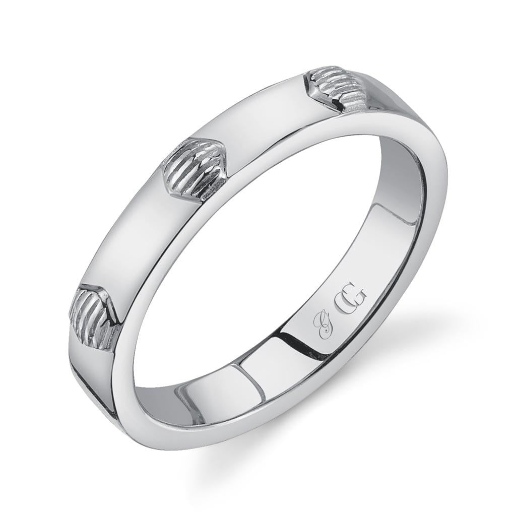 Sloane street hexagon station ring in sterling silver 