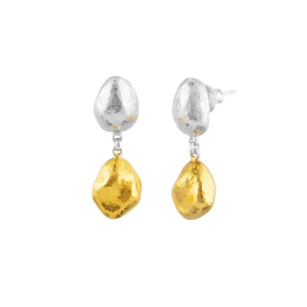 Gurhan Nugget drop earrings in sterling silver and 24k gold overlay