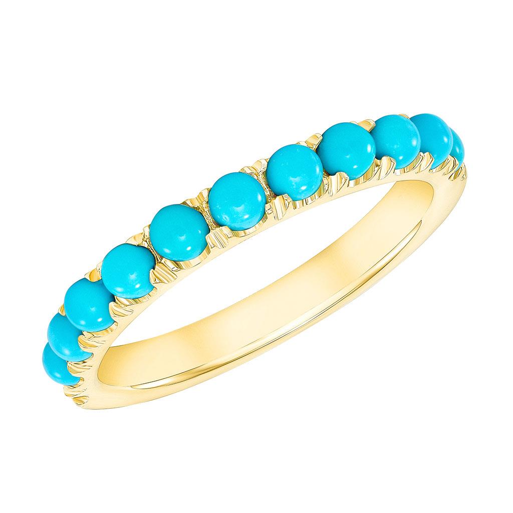 Turquoise cabochons yellow gold band