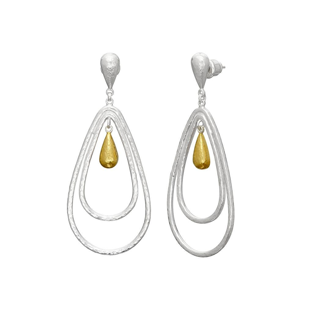 Gurhan double pear dangle earrings in sterling silver