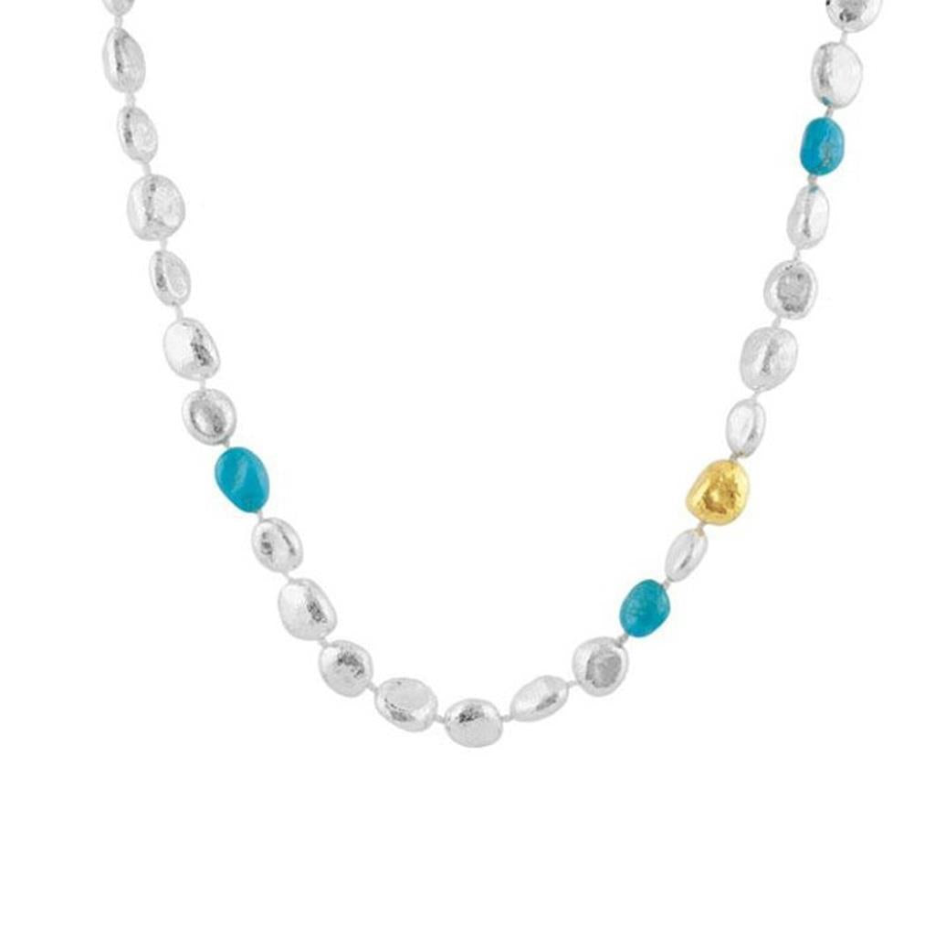 Gurhan nugget turquoise sterling silver necklace