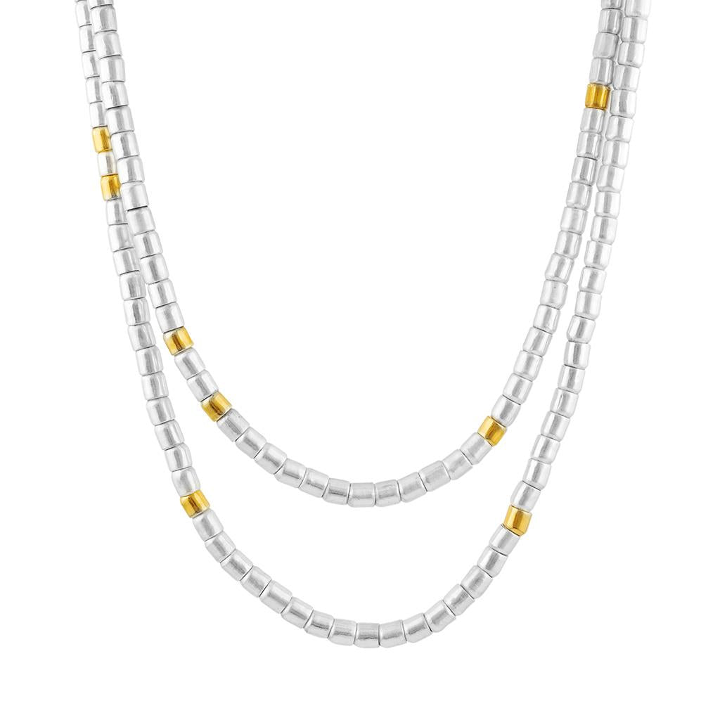 Gurhan Large vertigo hammered necklace in sterling silver at Victoria Jones Jewelry