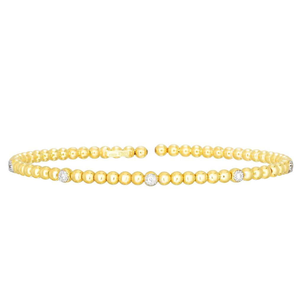 14k yellow gold diamond station flex bracelet