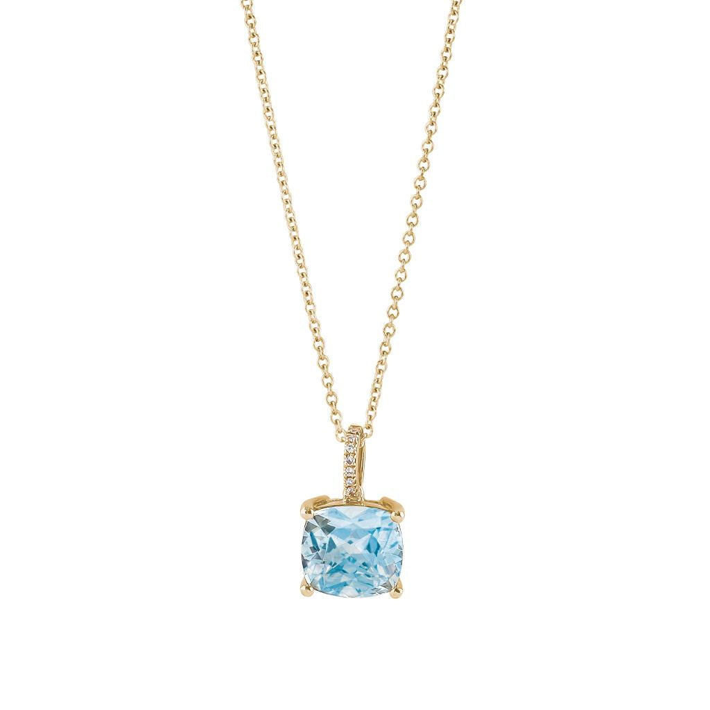 Piero Milano blue topaz diamond pendant necklace in yellow gold
