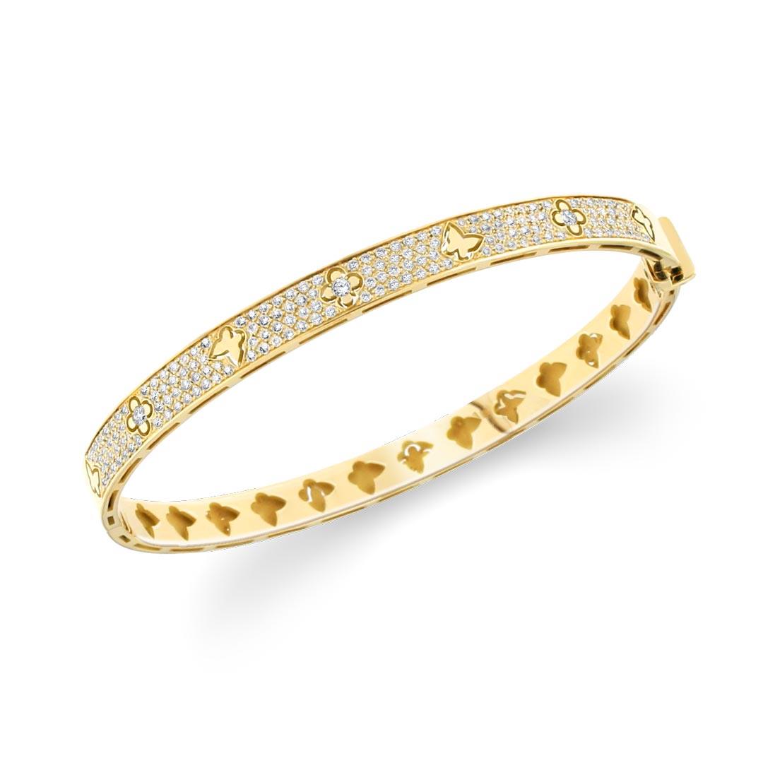 Piero Milano Eden pave diamond bangle bracelet in yellow gold