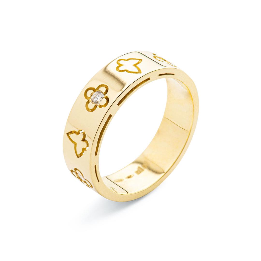 Piero Milano yellow gold ring with diamonds