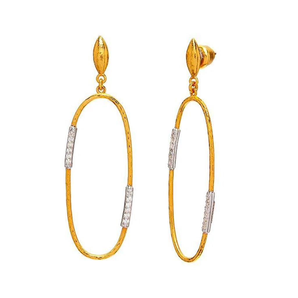 Gurhan Geo 24k yellow gold and diamond dangle earrings