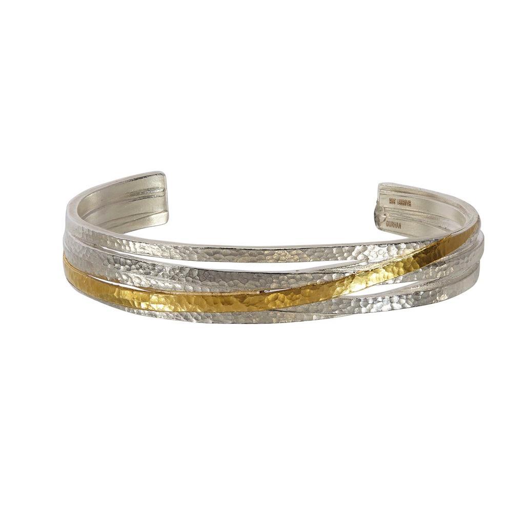 Gurhan twisted cuff bracelet in sterling silver and 24k yellow gold overlay