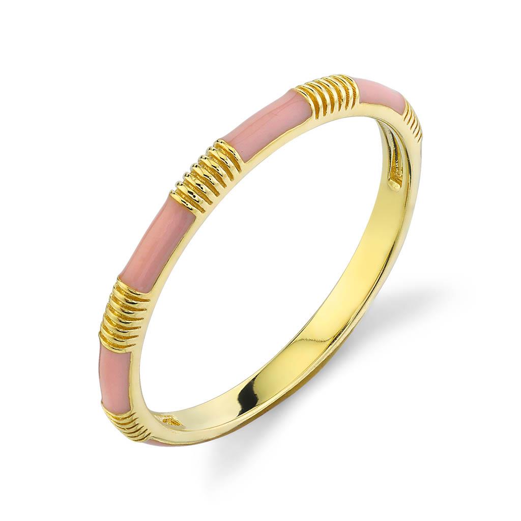 Sloane Street pink enamel and yellow gold band