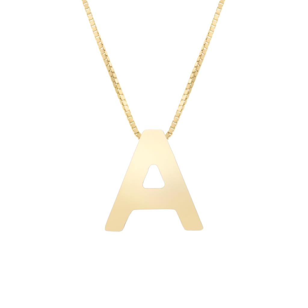 Yellow gold letter A necklace
