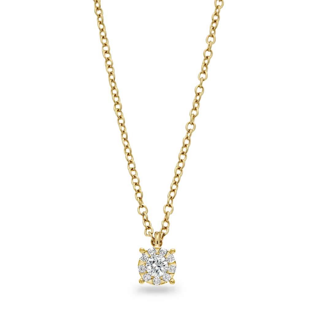 Piero Milano cluster diamond pendant necklace in yellow gold