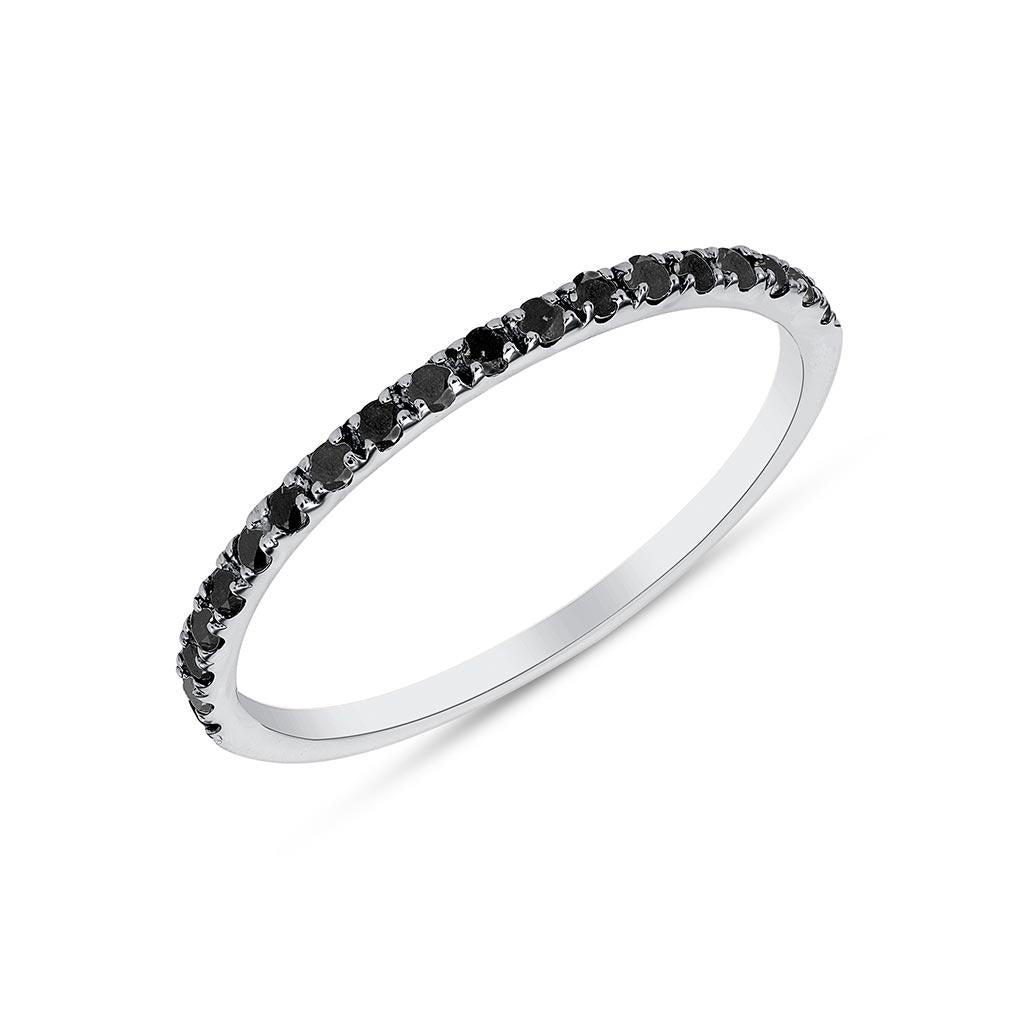 black diamond in white gold ring