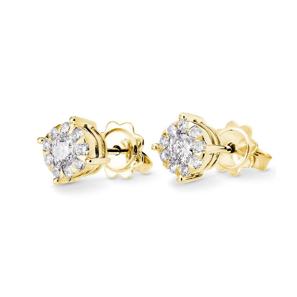 Piero Milano cluster diamond earring studs in yellow gold at Victoria Jones Jewelry Amarillo