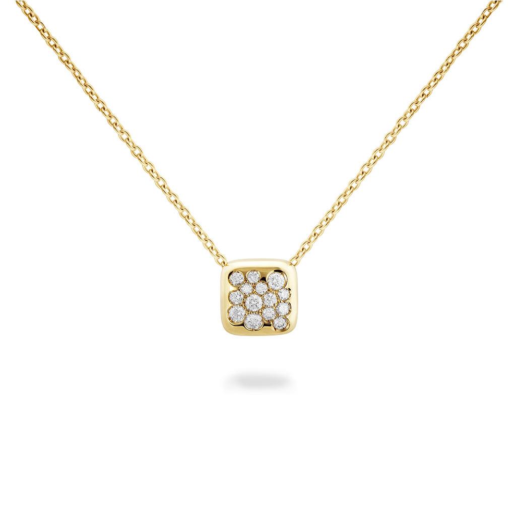 Piero Milano square diamond pave pendant necklace in yellow gold