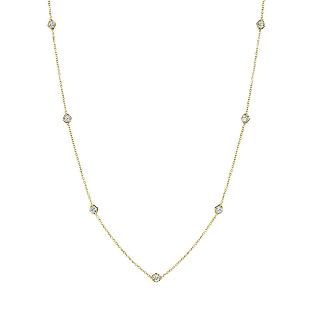hexagon bezel diamond by the yard necklace