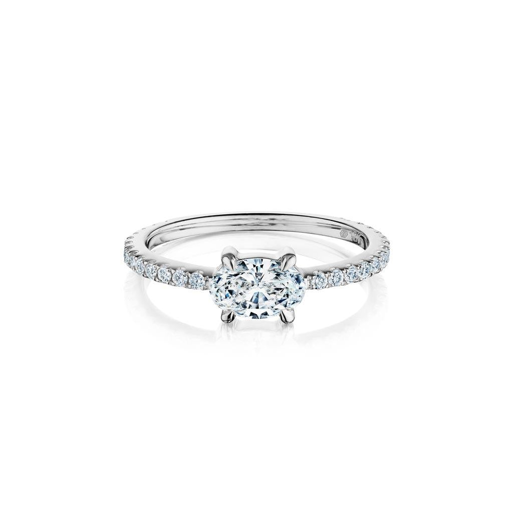 Diamond oval east west ring at Victoria Jones Jewelry