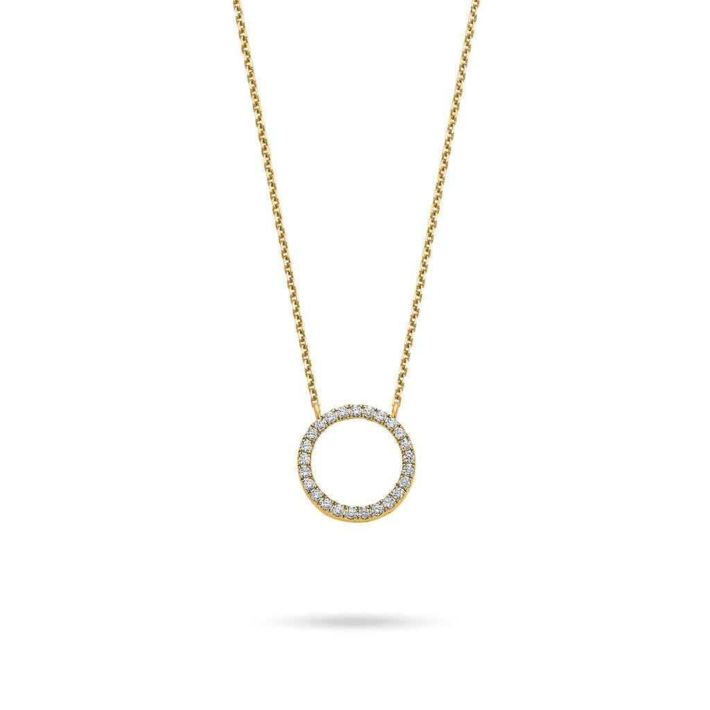 mini circle diamond pendant in yellow gold