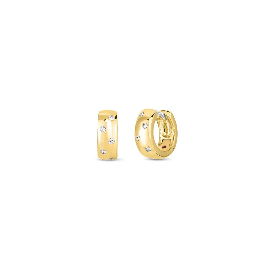 Roberto Coin scattered diamond huggie earrings in yellow gold
